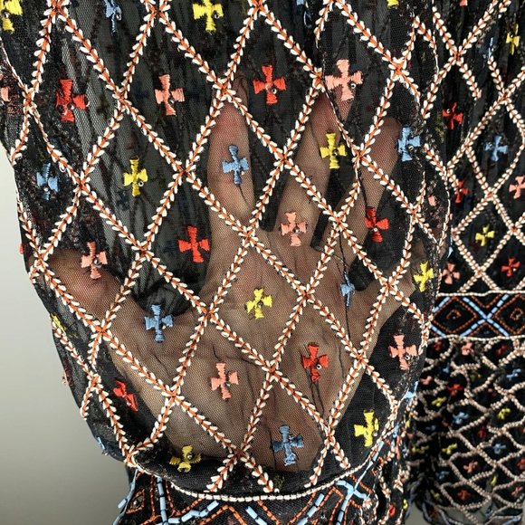 NWT TULAROSA Lexi Beaded Embroidered Black Sheer Maxi Skirt Sz XXS - Picture 10 of 15